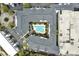 Aerial view of the building showcases a beautiful courtyard pool and neatly arranged parking at 747 Ralph Mcgill Ne Blvd # 326, Atlanta, GA 30312