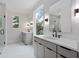 Bright bathroom with double vanities, modern lighting fixtures, and a large window offering natural light at 1186A Francis Nw St, Atlanta, GA 30318
