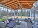 Inviting screened porch featuring comfortable seating, wood ceiling, and backyard views at 2426 Glenbonnie Dr, Atlanta, GA 30360