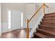 Inviting foyer with staircase and new wood floors, flanked by sidelights at 3565 Mystic Dr, Buford, GA 30519