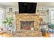 Close-up of stone fireplace in the living room at 2738 Allyn Nw Way, Kennesaw, GA 30152