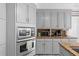 Well-equipped kitchen featuring gray cabinets and stainless steel appliances at 3670 River Mansion Dr, Peachtree Corners, GA 30096