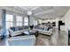 Open concept living room with coffered ceiling and large windows with backyard views at 3488 In Bloom Way, Auburn, GA 30011