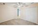 Bedroom with neutral carpet, ceiling fan and closet at 3815 Glen Laurel Ct, Cumming, GA 30040