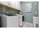 Functional laundry room featuring modern appliances, white cabinetry, and ample counter space at 81 Heritage Pointe Dr, Villa Rica, GA 30180
