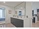 Modern bathroom featuring double sinks, granite countertops, and contemporary fixtures at 788 W Marietta Nw St # 913, Atlanta, GA 30318