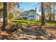 Beautiful backyard featuring a stone fire pit and mature trees at 1516 Ashford Club Ne Ct, Brookhaven, GA 30319