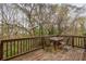 Wooden deck with a table and chairs overlooking a leafy green backyard at 1363 Summer Lane Se Dr, Atlanta, GA 30316