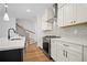 Modern kitchen with white cabinets, stainless steel appliances, and a center island at 201 Retreat Ln, Canton, GA 30114