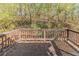 Wooden back deck with a simple railing, providing a tranquil spot to enjoy the surrounding natural scenery at 2958 Flat Shoals Rd, Decatur, GA 30034