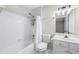 A well lit bathroom with a combination tub and shower at 1160 Windsor Pkwy # 13, Atlanta, GA 30319