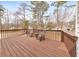 Relaxing deck area with outdoor chairs and scenic views of the surrounding trees at 80 Pooles Bend Ct, Hiram, GA 30141