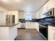 Modern kitchen with stainless steel appliances, white cabinets, and sleek countertops at 7330 White Flag Trl, Lithia Springs, GA 30122