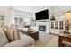 Bright living room features hardwood floors, fireplace and custom cabinets at 569 Stone Field Nw Run, Marietta, GA 30060