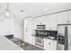 Well-lit kitchen with stainless steel appliances, white cabinets, and black tile backsplash at 860 Peachtree Ne St # 1008, Atlanta, GA 30308