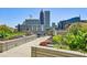 Relaxing rooftop deck features colorful flowers, green plants, outdoor seating and an incredible city view at 860 Peachtree Ne St # 1008, Atlanta, GA 30308