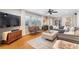 Comfortable living room featuring hardwood floors and a view into the front entrance at 3154 Chamblee Tucker Rd, Atlanta, GA 30341