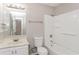 The bathroom has a shower and tub combo at 4893 Autumn Cir, Stone Mountain, GA 30088