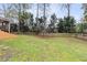 Lush backyard with mature trees, a wooden fence, and a spacious lawn offers privacy at 2508 Brookwood Ne Dr, Atlanta, GA 30305
