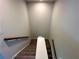 Carpeted staircase viewed from above, featuring a wooden handrail and white walls, leads to the lower level at 2359 Brown Dove Way (Lot 2), Grayson, GA 30017