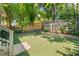 Well-manicured backyard featuring artificial turf, landscaping, and wooden privacy fences at 3232 Cates Ne Ave, Brookhaven, GA 30319