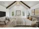 A spacious main bedroom featuring vaulted ceilings, wooden beams, and plenty of natural light at 1445 Ashwoody Ne Ct, Atlanta, GA 30319
