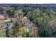 Aerial view of this home with a pool on a lush, wooded lot providing the ultimate in privacy and seclusion at 805 Wesley Oak Rd, Atlanta, GA 30328