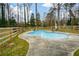 Backyard in-ground pool with concrete patio and newer wooden fence offers outdoor fun at 805 Wesley Oak Rd, Atlanta, GA 30328