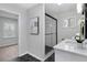 Stylish bathroom featuring a glass enclosed shower and modern fixtures at 3393 Phillip Cir, Decatur, GA 30032