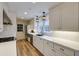 Clean kitchen with white cabinets, stainless steel appliances, and backyard access door at 1742 Dunridge Ct, Dunwoody, GA 30338