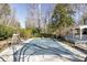 Private backyard pool is ready for summer fun, complete with a slide and ladder at 1742 Dunridge Ct, Dunwoody, GA 30338