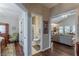 Hallway view showing access to the bathroom, bedroom, and living room at 180 Winecoff Dr, Fayetteville, GA 30214