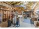 Unfinished basement shows exposed wood framing, insulation and ductwork at 180 Winecoff Dr, Fayetteville, GA 30214