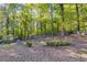 Wide shot of the backyard featuring mature trees and wood fencing at 315 Hunters Trce, Dallas, GA 30157