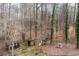 Play area in wooded backyard includes playhouse, shed and climbing dome at 4811 Brookwood Sw Dr, Mableton, GA 30126