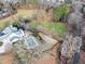 Aerial view of a spacious property featuring a pool, pasture, and mature trees at 401 Nichols Dr, Suwanee, GA 30024