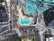 Aerial view of community pool and common areas showing outdoor amenities and city views at 1080 Peachtree Ne St # 2108, Atlanta, GA 30309