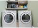 Bright laundry room featuring a pair of white front-load washing machines at 3130 Kates Nw Way, Kennesaw, GA 30152