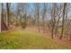 View of lush backyard with a gentle slope and mature trees surrounding the property, creating a private and peaceful setting at 1355 Zephyr Ct, Cumming, GA 30041