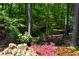 Beautiful backyard with flowering bushes and trees lining the edges creating a natural and private outdoor space at 6435 Ivey Creek Cir, Cumming, GA 30040