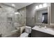 Modern bathroom with tiled glass shower and contemporary vanity at 3852 Old Bridge Way, Duluth, GA 30096