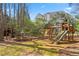 Landscaped backyard featuring a water fountain, playground, and green lawn for entertainment and relaxation at 1270 Seale Dr, Alpharetta, GA 30022