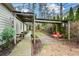 Backyard features a charming paver patio with a wooden pergola overhead at 23 Wesley Dr, Acworth, GA 30101