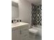 Bathroom features a white vanity and modern fixtures with black and white tile at 172 Haynes Sw St # 102, Atlanta, GA 30313