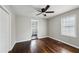 Comfortable bedroom with ceiling fan and large closet at 214 Maple St, Atlanta, GA 30354