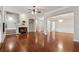 Bright living area with hardwood floors, fireplace, and open access to other living spaces at 2959 Rivergreen Se Ln, Atlanta, GA 30339