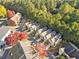 Aerial view of a neighborhood featuring mature trees and a mix of home styles at 507 Ridge View Xing, Woodstock, GA 30188