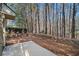 Tranquil backyard featuring a stone retaining wall and peaceful wooded backdrop at 507 Ridge View Xing, Woodstock, GA 30188