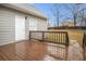 A wooden deck in the backyard of a house with a door and some trees at 3005 Hidden Dr, Lawrenceville, GA 30044