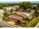 Aerial view of the community pool and clubhouse, surrounded by well-maintained lawns and neighborhood homes at 2601 Boulder Way, Woodstock, GA 30188